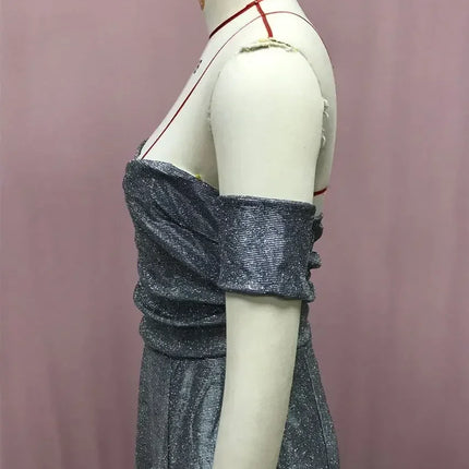 BKLD 2025 Evening Party Dress Sequin A-Line Strapless Sexy Fashion Solid Color Split Long Dresses Solid Color Women Clothing