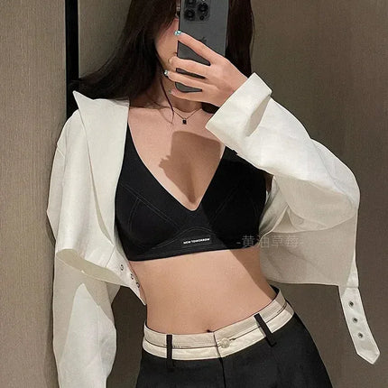 MOYISU Lingerie Women's Summer Traceless Small Bra Pull Together No Underwire Jelly Bar Soft Support Tuck Back Bra Cover
