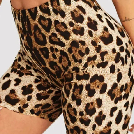 Fashion Leopard Print Women Shorts Casual Snake Print Fitness Short For Lady Women High Waist Casual Biker short femme