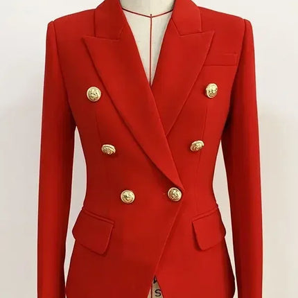 TOP QUALITY New Fashion 2024 Designer Jacket Women's Classic Double Breasted Metal Lion Buttons Blazer Outer Size S-5XL