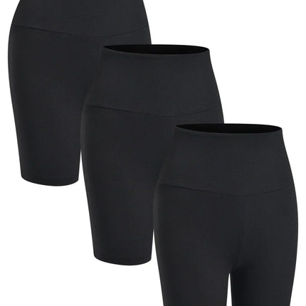 3 Pack Women's High Waisted Biker Shorts Super Soft Tummy Control No See Through Workout Yoga Running Push Up Gym Fitness Shorts