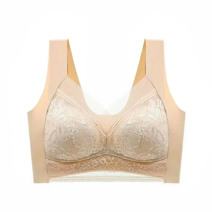 L-5XL Women Large Bra Push Up Ice Silk Seamless upper Bralette Lace Wireless Summer Bras Plus Size Top Lingerie Underwear 15019