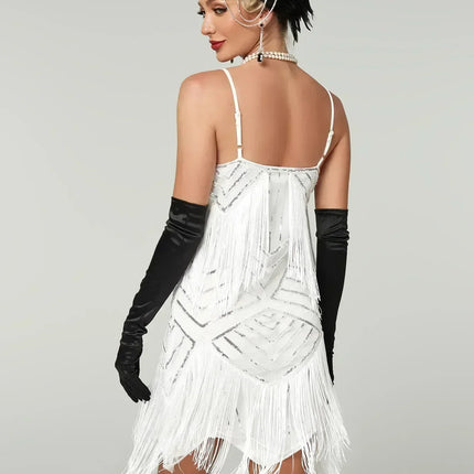 1920s Flapper Dress - Sequin Beaded Gatsby Fringe Mini - Plus Size