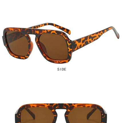 DOHOHDO 2025 Fashion Square Sunglasses Women New Retro Black Brown Thick Frame Pilot Sun Glasses Woman Chic Polygon Shades UV400