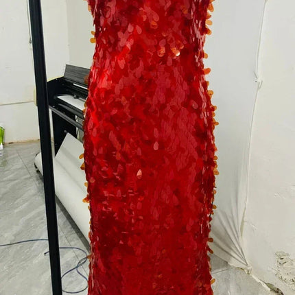 Sexy Women Maxi Dresses Elegant Sequins Sleeveless Female Long Dress Fashion  Solid Deep V Neck Ladies Party Robe Dress