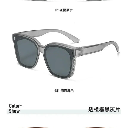 Fashion Square Polarized Sunglasses Cover Over Myopia Prescription Glasses Portable Men Women Vintage Fishing Driving Eyewear ﻿