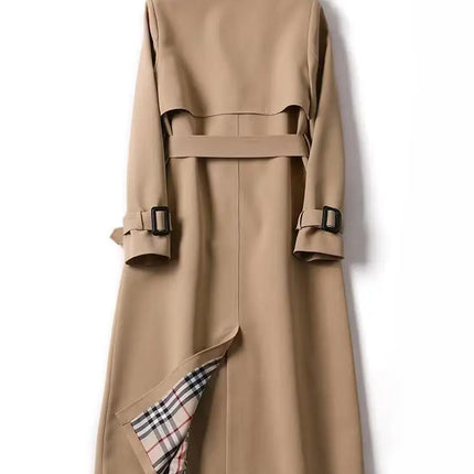 Elegant Long Windbreaker Korean Double Breasted Belt Dust Coat