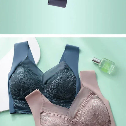 L-6L Women Large Bra Push Up Ice Silk Seamless upper Bralette Lace Wireless Summer Bras Plus Size Top Lingerie Underwear 15019