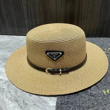 Summer Beach Hat Versatile Top Hats Belt Buckle  Sun Protection Hat Korean Style Straw Hat for Women