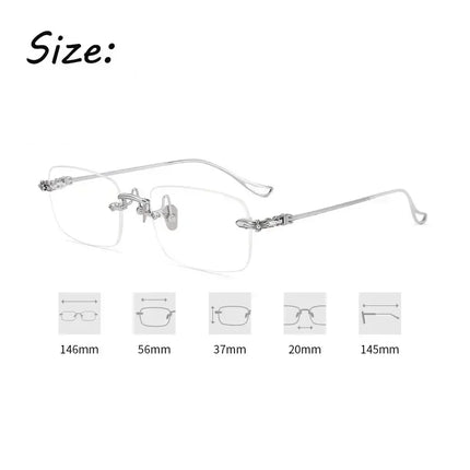 New Fashion Photochromic Myopia Glasses Vintage Rimless Square Women Men Anti Blue Light UV Sunglasses Optical Diopter Eyewear