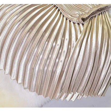 Classic Golden Velvet Pleated Skirt High Waist Retro Style Fashion Office Lady Pleated Long Skirt Winter Velvet Skirt 90cm Long