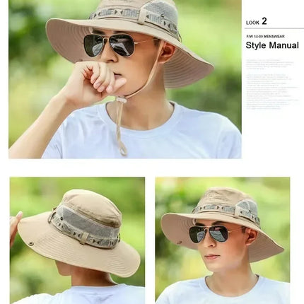 Hat Men's Outdoor Fishing Fisherman Hat Men's Large-brimmed Sun Hat Summer Sun Hat Youth Foldable Fishing Hat