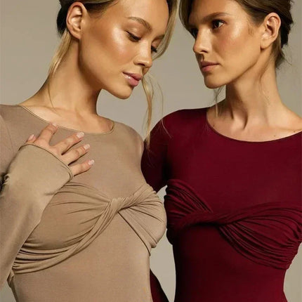 Tossy Female Pleated Sexy Maxi Dress Patchwork Twist Slim Long Sleeve Solid Y2k Autumn Streetwear Dress Women's Bodycon Dress