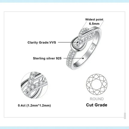 JewelryPalace New Arrival Infinity Love Knot Gemstone 925 Sterling Silver Statement Ring for Woman Fashion Classic Fine Jewelry