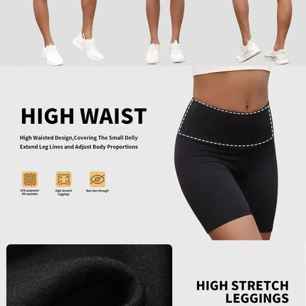 3 Pack Women's High Waisted Biker Shorts Super Soft Tummy Control No See Through Workout Yoga Running Push Up Gym Fitness Shorts