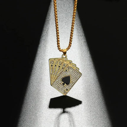 Men Hip Hop Full Rhinestone King Queen Pendants Necklaces Bling Bling Iced Out Cuban Link Chain Hiphop Necklace Men Jewelry Gift