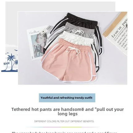 Women Striped Casual Shorts Korean Harajuku Loose All Match Sports Shorts Summer Fashion Simple Yoga Thin Mini Shorts Female