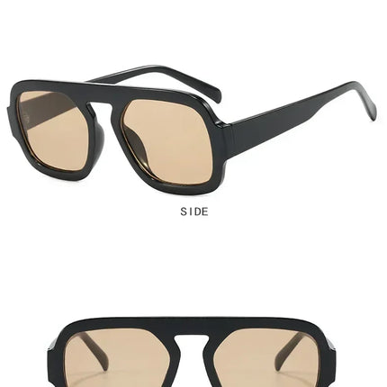 DOHOHDO 2025 Fashion Square Sunglasses Women New Retro Black Brown Thick Frame Pilot Sun Glasses Woman Chic Polygon Shades UV400