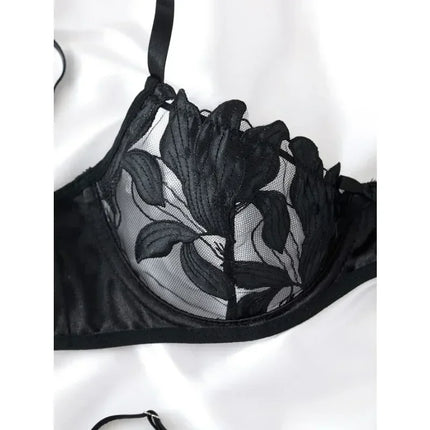 Tornova Sexy Lingerie Woman Lace Transparent Underwear Embroidery Brief Set Bra Kit Push Up Breves Sets Thin Erotic Bras New