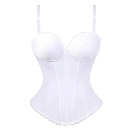 Black White Overbust Corset Top Cotton Bustier with Adjustable Straps Wedding Lingerie Body Shaper Underwear