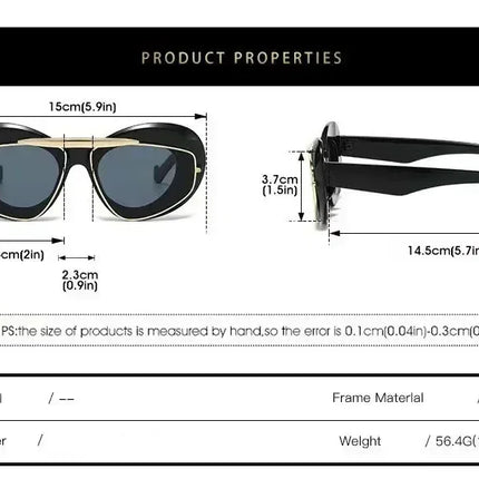 New Y2k Fashion Large Frame Sunglasses Ins Street Shot Cat's Eye Glasses Retro Personality Anti-ultraviolet Sunglasses