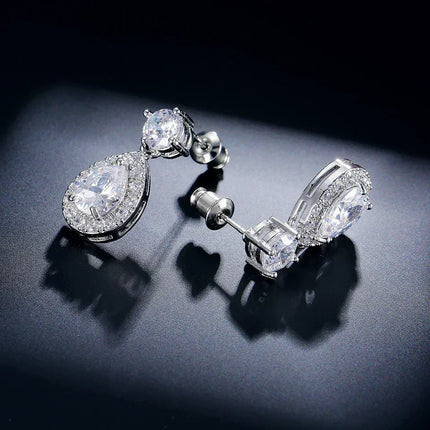 ZAKOL Classic Water Drop Cubic Zircon Bridal Dangle Earrings for Women Girl Trendy CZ Crystal Wedding Engagement Jewelry
