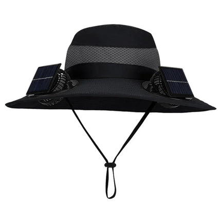 Outdoor Camping Fishing Hiking Sunscreen Fisherman Hat Solar Fan Cap Portable Solar Charging Cap With Fan For Unisex
