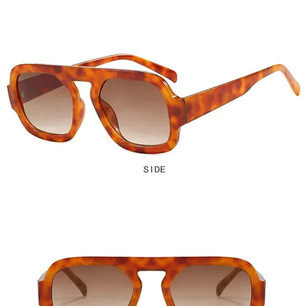 DOHOHDO 2025 Fashion Square Sunglasses Women New Retro Black Brown Thick Frame Pilot Sun Glasses Woman Chic Polygon Shades UV400