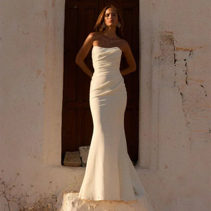 Maternity Mermaid Wedding Dress | Silk Satin Gown -femstylo