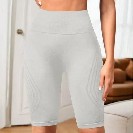 Women‘s Seamless Yoga Shorts High Waisted Striped Slim Shorts Sexy Butt Lifting Gym Trainning High Elastic Five Point Pants