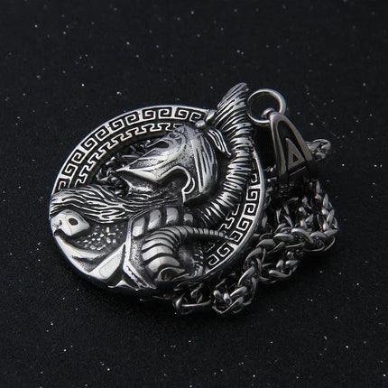 stainless steel King of War Spartan Warrior Portrait Pendant Men\'s Necklace Trend Rock Hip Hop Party Jewelry Christmas Gift