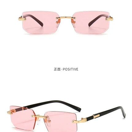 Rimless Sunglasses Rectangle Fashion Popular Women Men Shades Small Square Sun Glasses For Female male Summer Traveling Oculos