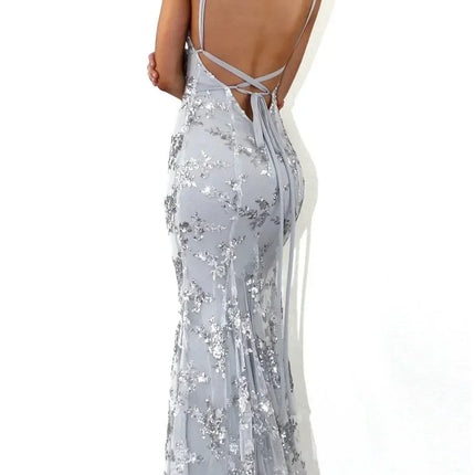 Women Dresses Sleeveless V Neck Pullover Sequins Party Dress Vestidos Formal Floor Length Sexy Wrap Breast Backless Slim