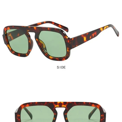 DOHOHDO 2025 Fashion Square Sunglasses Women New Retro Black Brown Thick Frame Pilot Sun Glasses Woman Chic Polygon Shades UV400