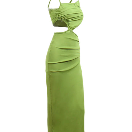 Summer Beach Casual Sexy Hollow Backless Tie Up Slip Dress