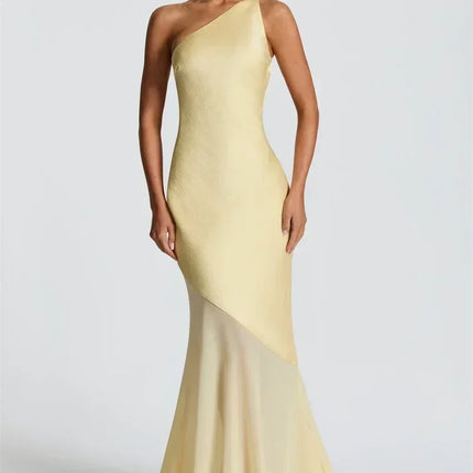 Mozision One Shoulder Backless Sexy Maxi Dress Women Gown Fashion Patchwork Sleeveless Bodycon Club Party Long Dress Elegant
