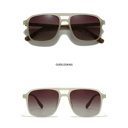 SO&EI Fashion Double Bridges Square Rivets Women Sunglasses Retro Men Gradient Shades UV400 Sun Glasses