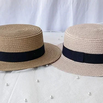 Korean Summer Men's and Women's Top Hats Straw Hats Sunshade Sunscreen Hats Beach Vacation Travel Hat
