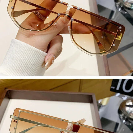 Sunglasses Integrated Frame High-end Frameless New Sunglasses Metal Polygonal Fashion Glasses 90288