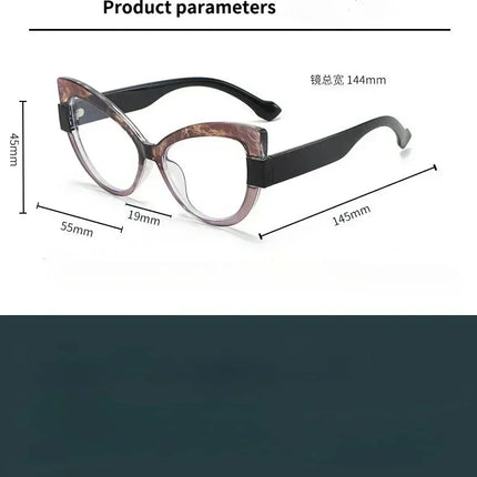 Women Large Cat Eye Reading Glasses Trendy Fashionable Oversized Far Sight Eyeglasses Men Female Anti-blue Plus Diopter Glasses