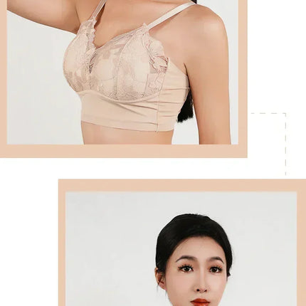 Hot Full Cup Thin Underwear Small Bra Plus Size Wireless Adjustable Lace Women's Bra Breast Cover B C Cup Large Size Lace Bras