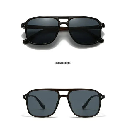SO&EI Fashion Double Bridges Square Rivets Women Sunglasses Retro Men Gradient Shades UV400 Sun Glasses