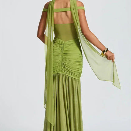Mozision Off-shoulder Backless Sexy Maxi Dress Women Gown Halter Sleeveless Backless Thigh High Split Club Party Long Dress