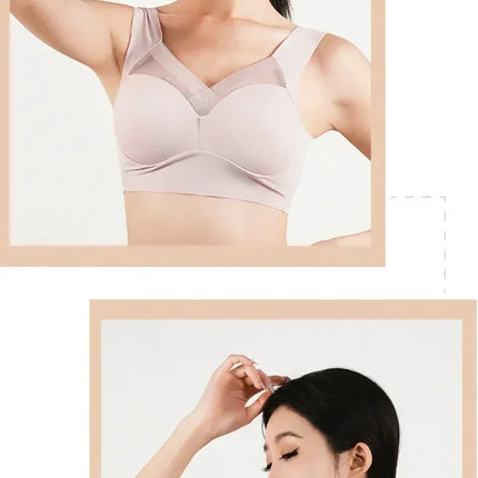 1pc Womens Ice Silk Minimizer Bras Large Size Underwear Seamless Lingerie Push Up Sport Thin Cup Sexy Mesh Yarn Bra for Women