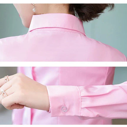 Polyester Cotton Shirts for Women Long Sleeve Blouse