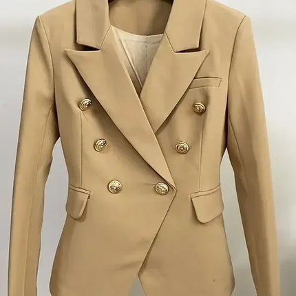 TOP QUALITY New Fashion 2024 Designer Jacket Women's Classic Double Breasted Metal Lion Buttons Blazer Outer Size S-5XL