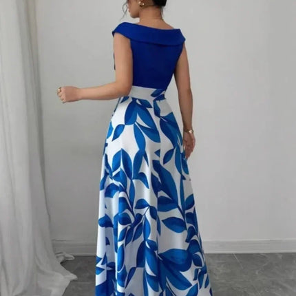 Elegant Short-sleeved Dress For Women Spring Summer Fashion Printing Waist-tightening Patchwork Loose Casual Dresses Female