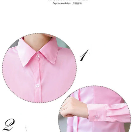 Polyester Cotton Shirts for Women Long Sleeve Blouse