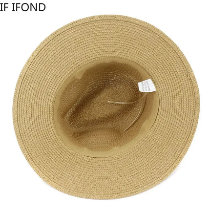 New Big Size 59-60CM Panama Hat Summer Sun Hats for Women Man Outdoor Beach Straw UV Protection Cap Chapeau Jazz Trilby Cap