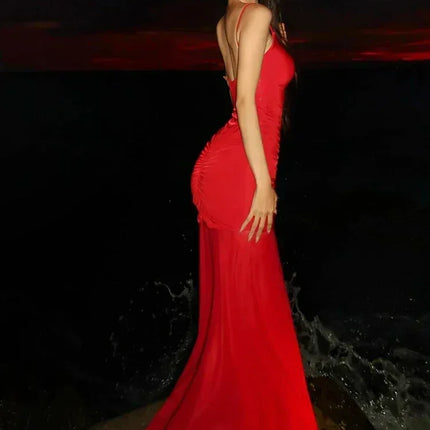 Weird Puss Sexy Hollow Maxi Dress Women Low-Neck Off Shoulder Backless Mesh See Through Hem Vacation Beach Party Elegant Outfits